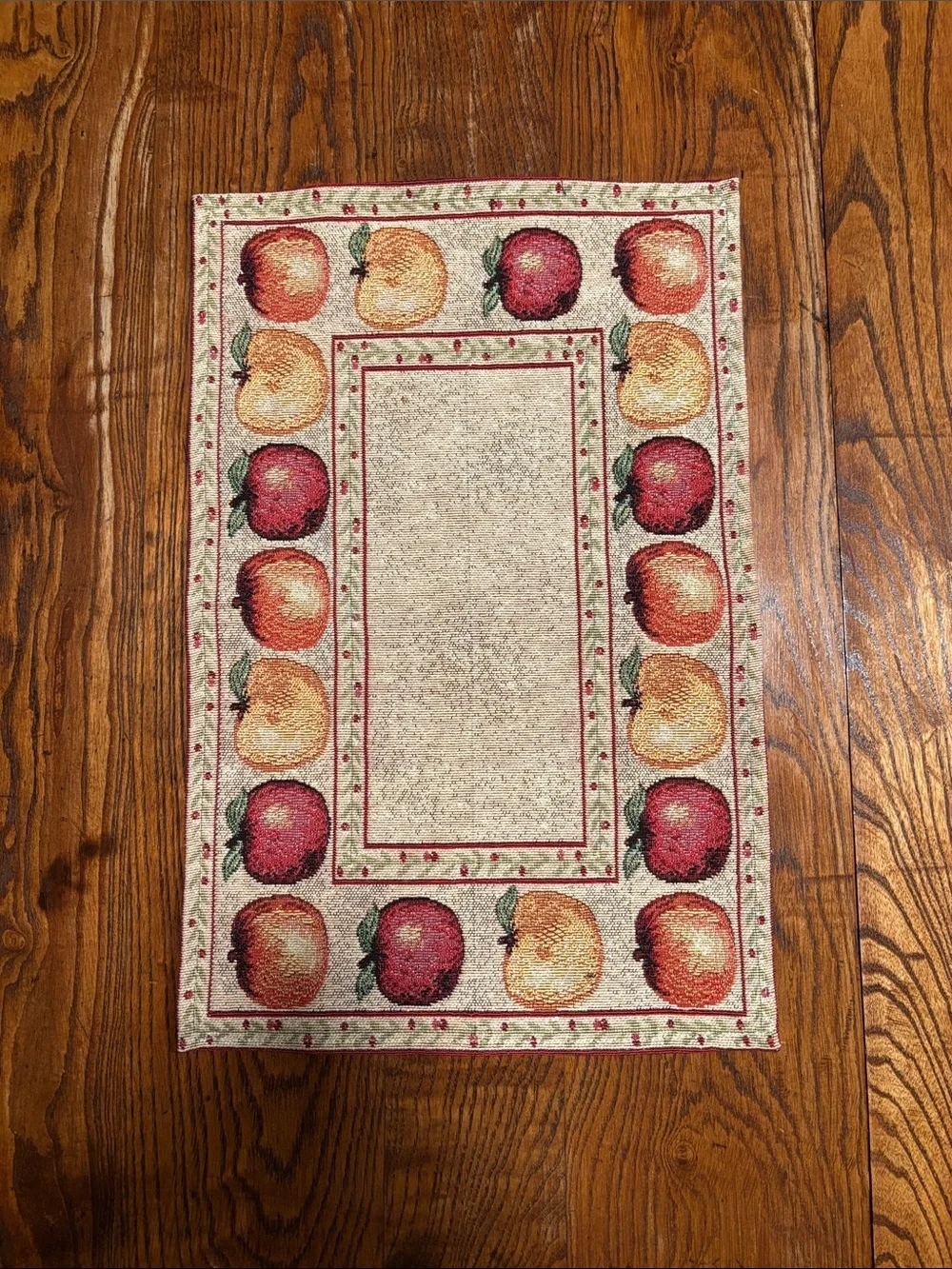 Set Of 6 Vintage Woven Tapestry Placemats Featuring An Apple Orchid Theme